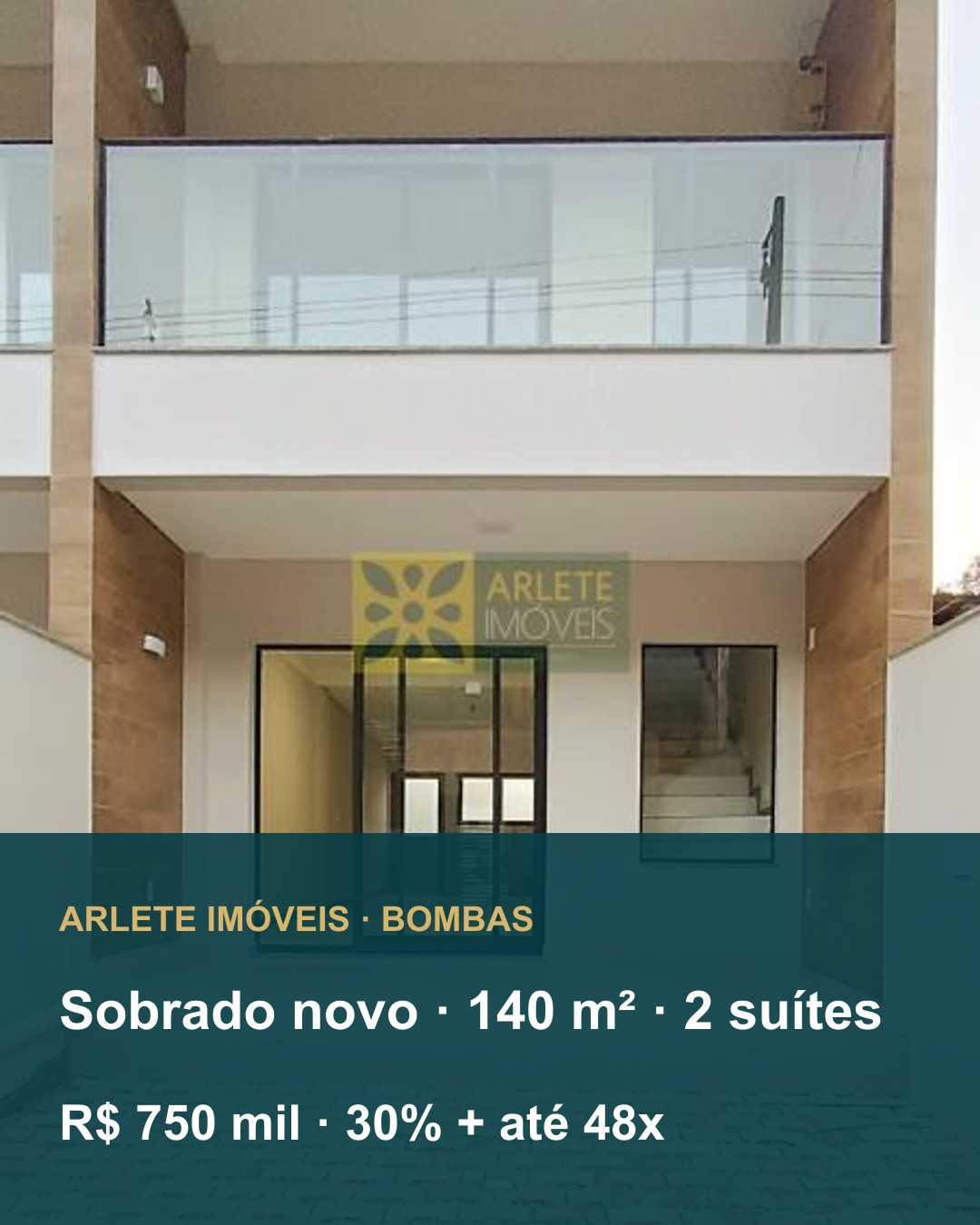 Sobrado novo de 140 m² com 2 suítes em Bombas