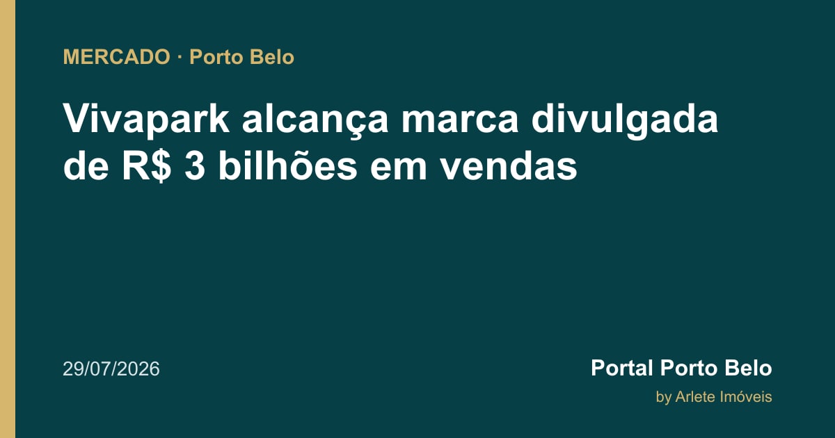 Vivapark alcança marca divulgada de R$ 3 bilhões em vendas